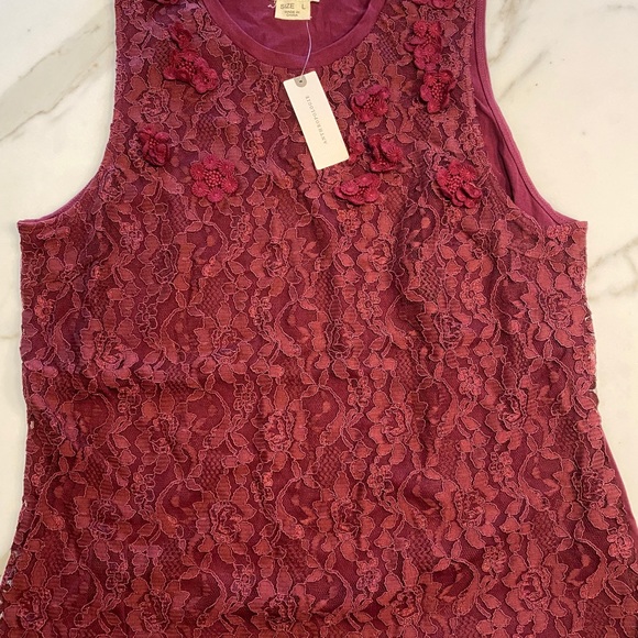 Burgundy Anthropologie Lace Top - Picture 1 of 5